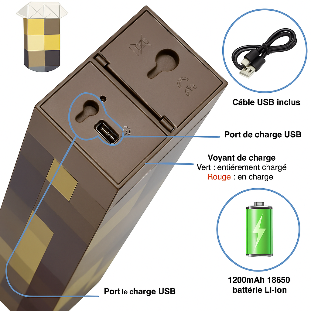 Lampe Torche LED Brownstone USB Rechargeable – Veilleuse Décorative pour Chambre