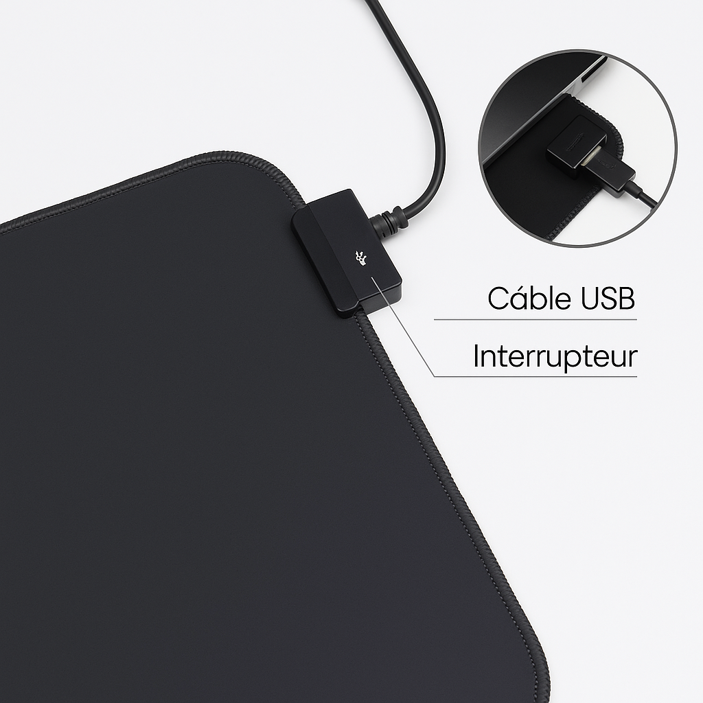 Tapis de Souris RGB Gamer – Surface Étanche et Colorée