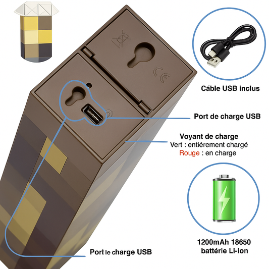 Lampe Torche LED Brownstone USB Rechargeable – Veilleuse Décorative pour Chambre