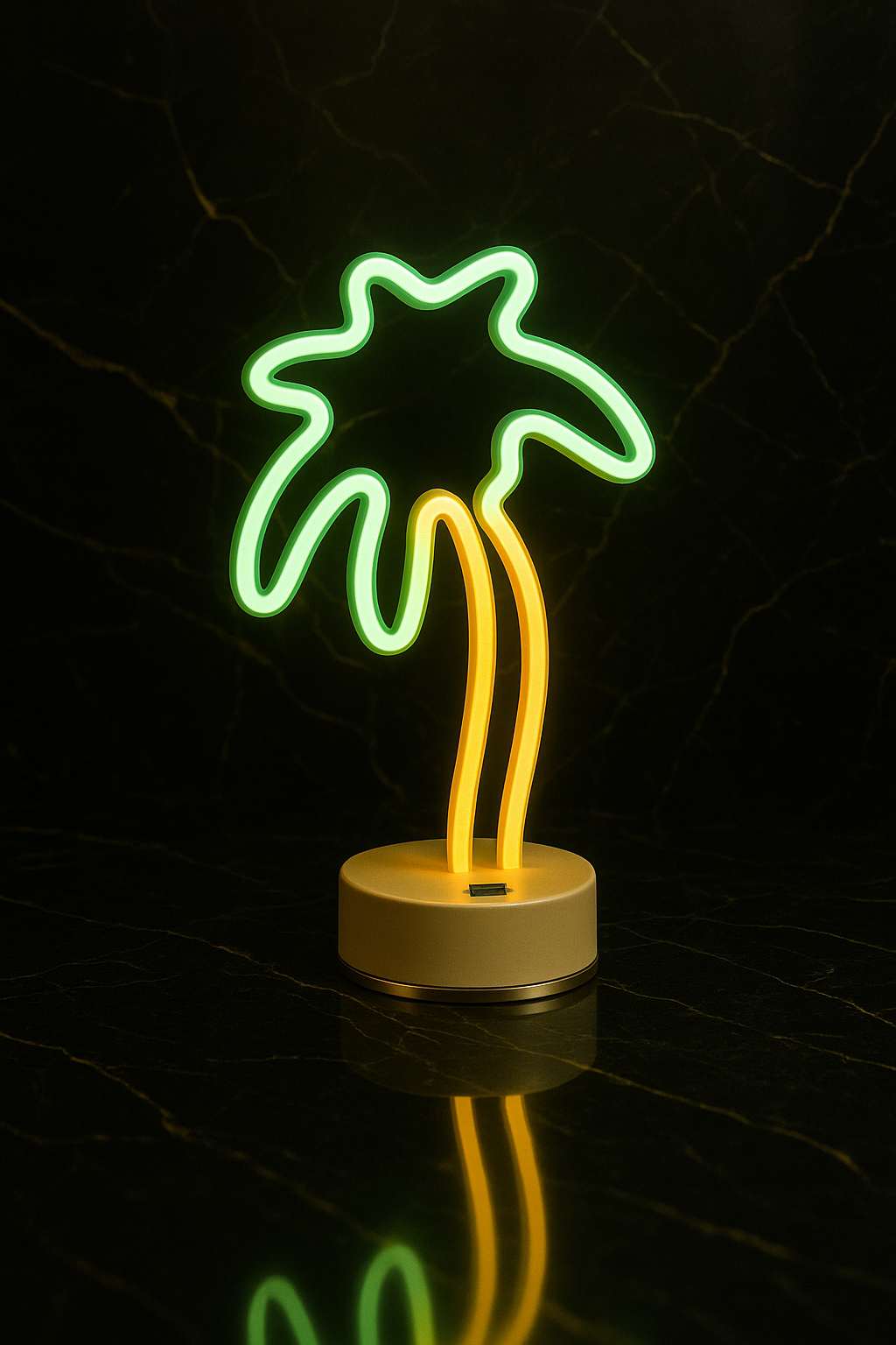 Enseigne Néon Palmier avec Base – Lampe LED Décorative pour Éclairage d'Ambiance