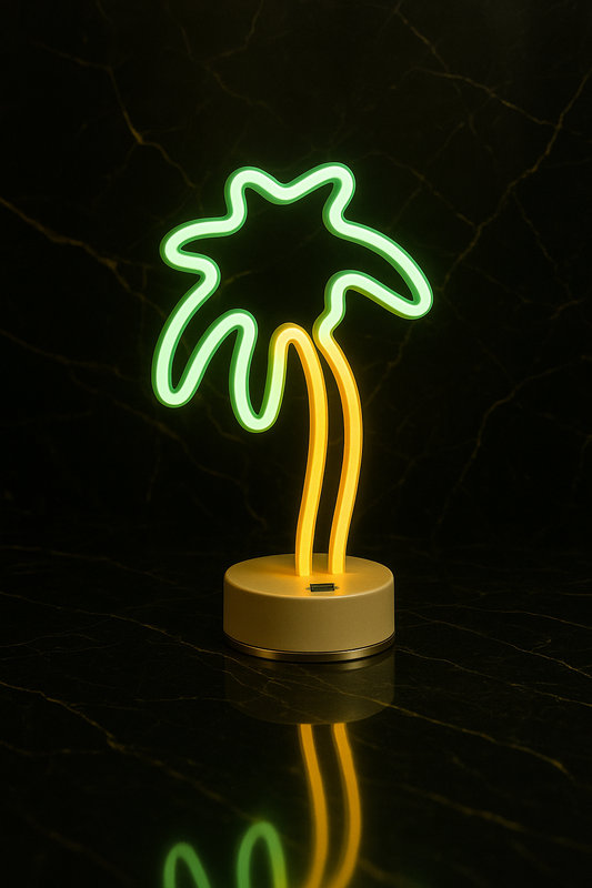 Enseigne Néon Palmier avec Base – Lampe LED Décorative pour Éclairage d'Ambiance