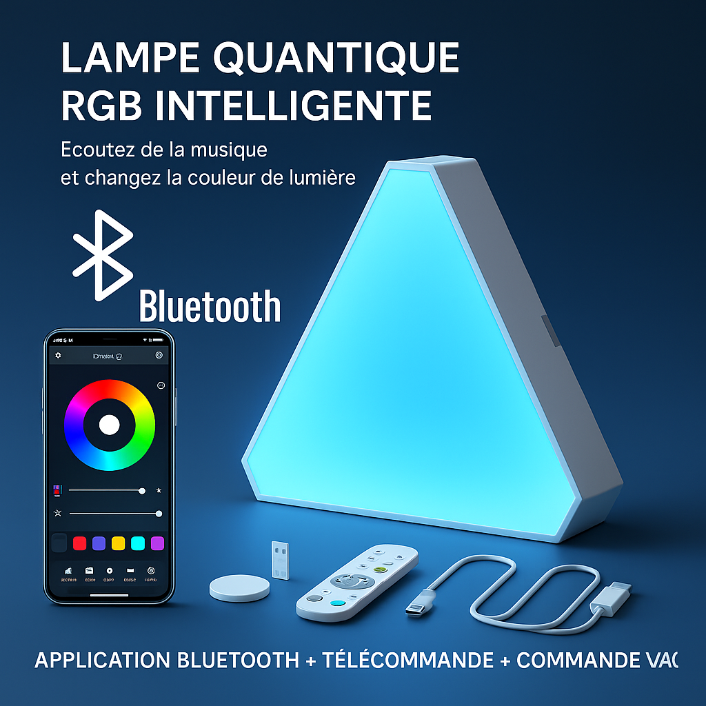 Lampe Murale LED Triangle RGB IC – 6pcs- Contrôle Bluetooth & Éclairage Dimmable